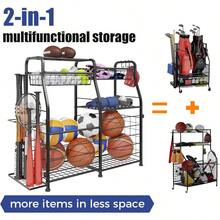 Garage Sports Equipment Organizer With Wheels - Ball Storage Rack With Elastic Rope Or Wire MeshGarage Organizer System Indoor/Outdoor Sports Rack For Sports Gear And Toys Storage Black - Black - View 4