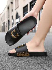 Zapatos de mujer con suela de madera talla 36-50, zapatos casuales cómodos para exteriores, zapatillas livianas antideslizantes para el hogar, sandalias de mujer resistentes al desgaste y transpirables, zapatos de mujer para uso diario en interiores y exteriores, zapatillas de uso dual interior/exterior, talla 23 para hombres/mujeres/jóvenes (patrón irregular) - 1974 Oro Negro - Ver 11