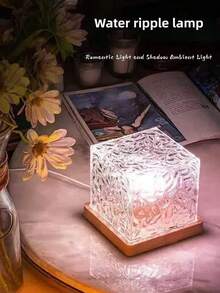 1 buah Lampu Suasana Persegi Kreatif Mewah dengan Pola Gelombang Air, Lampu Suasana Kamar Tidur, Lampu Atmosfer Romantis, Lampu Malam Samping Tempat Tidur, Dekorasi untuk Kamar Tidur, Ruang Tamu - MultiWarna - View 2