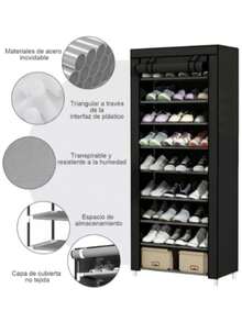 Hua Tang Zapatera de 9 Niveles, Organizador de Zapato,Con funda antipolvo y cremallera,Ajustable que ahorra espacio,Adecuado para guardar zapatos en el salón y el dormitorio. - Multicolor - Ver 3