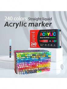 288/240 Colors Acrylic Paint Markers, Liquid Ink Control System, Professional Grade Pigment Pens, Suitable For Rock Painting, Canvas, Glass, Plastic, Fabric And Crafts