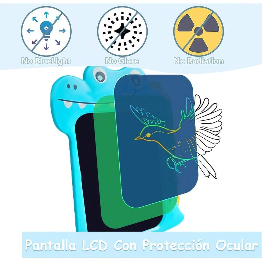Tablet de Escritura LCD para Niños, Kids Tablero de Dibujo Electrónico en Color, Tablero Electrónico, Pizarron Magico 10 Pulgadas de Dibujo y Escritura con Pantalla de Bloqueo (Azul Brillante) - Azul Brillante - Ver 1