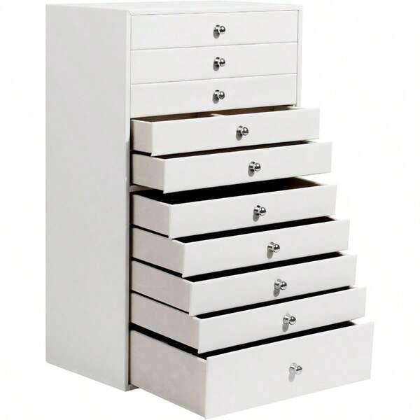 Large Jewelry Box Jewelry Case With 10 Drawers For Big And Small Jewelry Jewelry Storage Organizer For Watch Earrings Necklace Rings Bracelets Birthday Wedding Gifts White