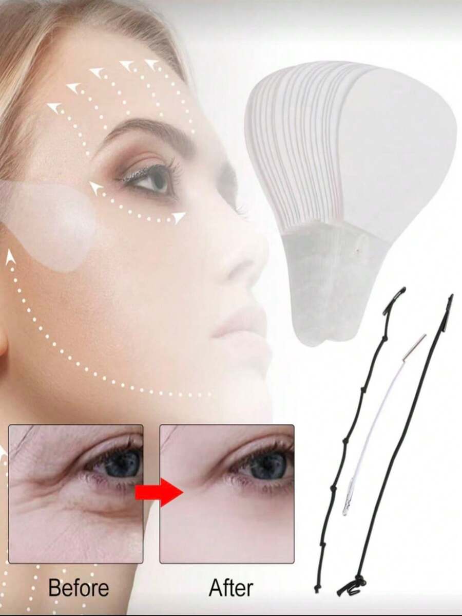 1 Set (40pcs) Face Stickers (With 3 Strings) - White - View 1