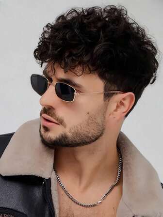 1pc Square Frame Fashion Glasses - Metal Unisex Glasses, Suitable For Driving, Travel, And Daily Wear