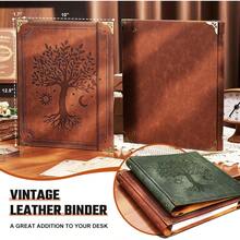 Carpeta de piel de 3 anillos para papel de tamaño carta de 8.5 x 11 pulgadas, carpeta de anillos redondos de 1 pulgada con capacidad para 200 hojas, cubierta de papel para bloc de notas - marrón, (Brown Tree) - Ver 11