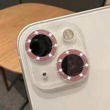 适用于 17/16/15/14/13/12/11 Pro Max 的 1 片装摄像头镜头保护膜 - 钢化玻璃材质，饰有闪亮水钻，防刮耐磨，设计时尚，兼容所有型号，手机镜头保护膜，时尚手机配件 - 粉色 - 查看 8