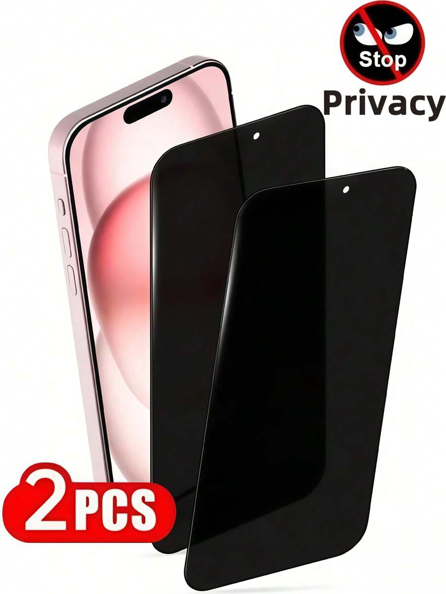 2片裝 9H 全螢幕防窺鋼化玻璃螢幕保護貼，相容 Galaxy/Honor/POCO 及多款機型，防摔抗碎、防窺鋼化玻璃、無氣泡易貼，不支援指紋解鎖