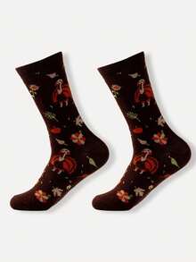 2/5/10 Pairs Random Fashionable Versstile Creative AB Asymmetrical High Top Socks With Cartoon Animal, Tool, And Character Patterns - Multicolor - View 11