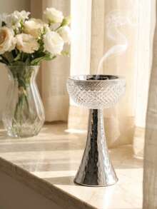 奢华水晶香炉，金属简约锤纹设计，优雅的巴库尔香炉，精湛工艺，优雅的香薰扩散器，家居装饰佳品，无烟香氛架，完美适用于客厅、卧室、瑜伽室、冥想空间，专为香氛爱好者打造的独特香炉，个性化纪念品，馈赠亲朋好友的精美礼物。 - 銀色 - 查看 10