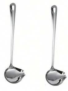 1 件优质不锈钢肉汁勺、斜勺、鸭嘴勺、酱汁淋勺、餐厅肉汁勺 - 銀色 - 查看 12