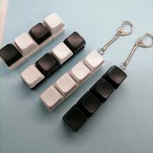 1pc Mini 4-In-1 Keyboard Fidget Keychain With Clip, Cute Portable Stress Relief Charm For Keys & Bags - Multicolor - View 4