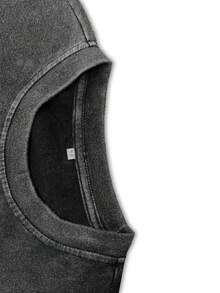 Hemo, Summer Men's Street-Style Japanese Cherry Blossom Pattern Vest, Slightly Stretchy Washed Black Round Neck Casual Outdoor Sleeveless Top - Black - View 4