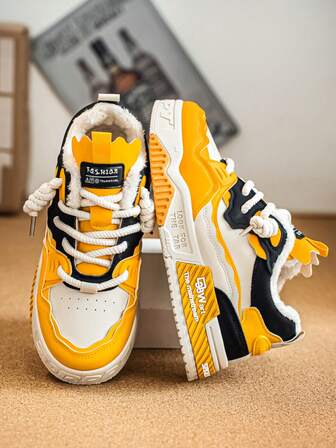 男士新款休闲低帮运动鞋，百搭系带鞋，防滑舒适厚底鞋，适合青少年，冬季穿着