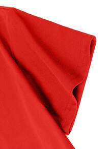 Tween Girl Cotten Clothes,Y2K-Inspired Letter Print T-Shirt - Casual Crew Neck, Short Sleeve, Machine Washable - Perfect For Spring/Summer/Fall,Fashion, Streetwear, Unisex, Men, Women - 紅色 - 查看 6