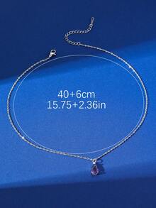 1條簡約時尚的水滴形不銹鋼女士吊墜項鍊,全能鎖骨鏈日常配件