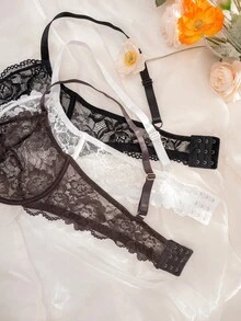 3pcs/Set Women Plus Size Solid Color Lace Wireless Thin Cup Comfortable Bra Set - Multicolor - View 5