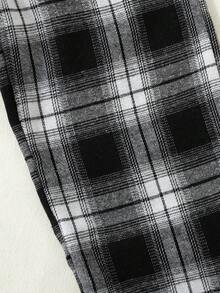 Girls' Casual Checkered Pattern Elastic Waist Pants, Suitable For Spring And Autumn - Black and White - View 5