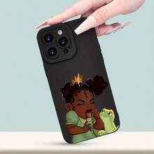 An Elegant And Creative Summer-Themed Frosted Anti-Drop Phone Case Featuring A Cartoon Frog And Princess Design, Suitable For Iphone 16, 15, 14, 13, 12, 11 Series, As Well As 7, 8, SE, X, XR, XSMAX, 7P, And 8P. A Perfect Gift For Holidays, Birthdays, Or Surprises For Friends And Family.,Suitable For IPhone17 Air - 黑色 - 查看 3