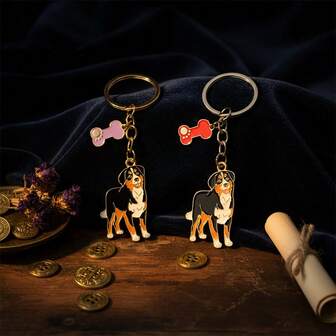 GNXT 1pc Creative Cute Zinc Alloy Cartoon Rottweiler, Bernese Mountain Dog, Poodle, St. Bernard, Dachshund, Yorkshire Terrier Keychain Pendant, Fashionable Bag Charm, Personalized Party Favor, Comes With Colorful Card Packaging
