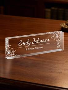 Placa de escritorio de acrílico personalizada con logotipo de la empresa - Placa decorativa de oficina personalizada, adecuada como regalo para el jefe o la empresa, bloque de vidrio acrílico transparente personalizado, regalo de oficina, regalo de agradecimiento para colegas, jefe, maestro/empleado, decoración de escritorio de oficina unisex, decoración de sala de estar - Multicolor - Ver 27