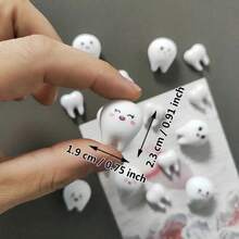 6pcs/8pcs Cute White Tooth Shaped Resin Refrigerator Magnets, Glow-In-The-Dark Fridge Stickers, Cartoon Dental Health Theme Magnetic Home & Office Decor