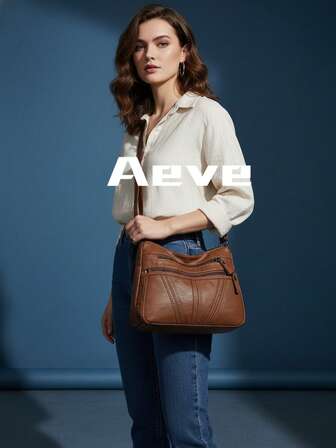 Damväska i enfärgad axelrem med flera fickor och dragkedja, förstärkta sömmar, mjukt PU-läder, justerbar rem, gatumode, bärbar och lätt axelväska för utomhusbruk, lämplig för shopping, resor, myntbärande, telefoner, affärer och dagliga behov