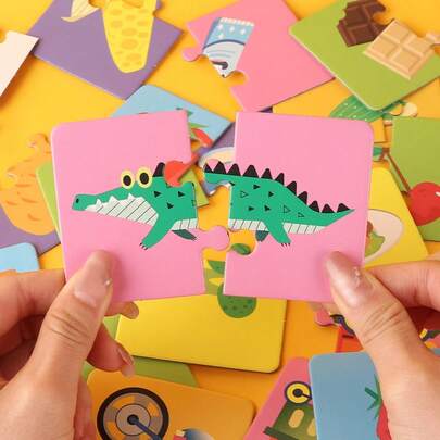 1 Set Puzzle Matching Game, Intelligence Development Educational Toy, Animal/Geometric/Math Puzzle, DIY Building Blocks, Parent-Child Interaction, Holiday/Birthday Gift