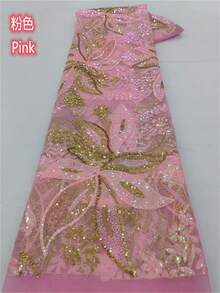 Vải lưới thêu cao cấp màu vàng bán chạy nhất của Pháp, pha chút xanh lá cây, chất liệu Nigeria và châu Phi, thích hợp cho tiệc cưới, kèm màu tím. - Nhiều màu - Xem 23