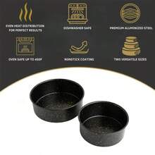 2-Piece Non-Stick Round Cake Pan Set, 8" & 9" Black - Even Heating For Home Baking - 1 - 查看 2