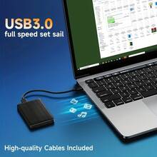 New Model For 2025, RUSHBGM 4TB Portable High-Speed Mobile Hard Disk HDD, 4TB Large-Capacity USB 3.0 Portable Hard Disk HDD, Shock-Resistant, Drop-Proof, Supports UASP+TRIM Dual Acceleration Protocol, Effectively Reduces Latency, Improves Reading And - Black - View 3