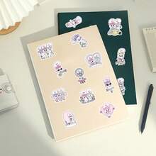 50张粉色艾丝特兔卡通贴纸，韩式装饰玻璃杯日历贴纸 - 彩色 - 查看 8