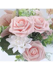 1pc/25pcs Artificial Rose Flowers With 2 Leaves, Perfect For DIY Wedding Bouquet, Valentine's Day, Mother's Day, Halloween And Christmas Party Centerpiece Or Home Decor - Multicolor - View 5