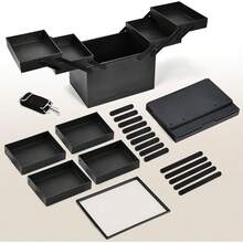 Maletin Maquillaje Grandes Extensibles para Mujeres, Bolsa de Maquillajede Viaje Estuche Organizador de Maquillaje para Viajes, Bandejas Extensibles para Herramientas de Uñas, Joyas(Oro Negro) - Oro negro-3 capas - Ver 4
