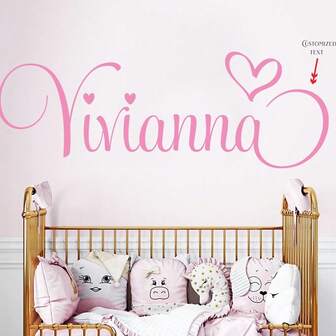 Personlig namndekal för flickor - Väggdekal med virvlande namn - Väggkonst för barnrum - Gåva