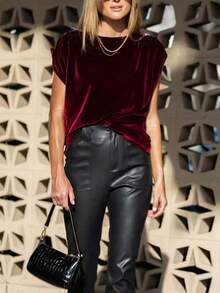 Women's New Elegant Casual Loose Blouse - Deep Wine Red - View 5