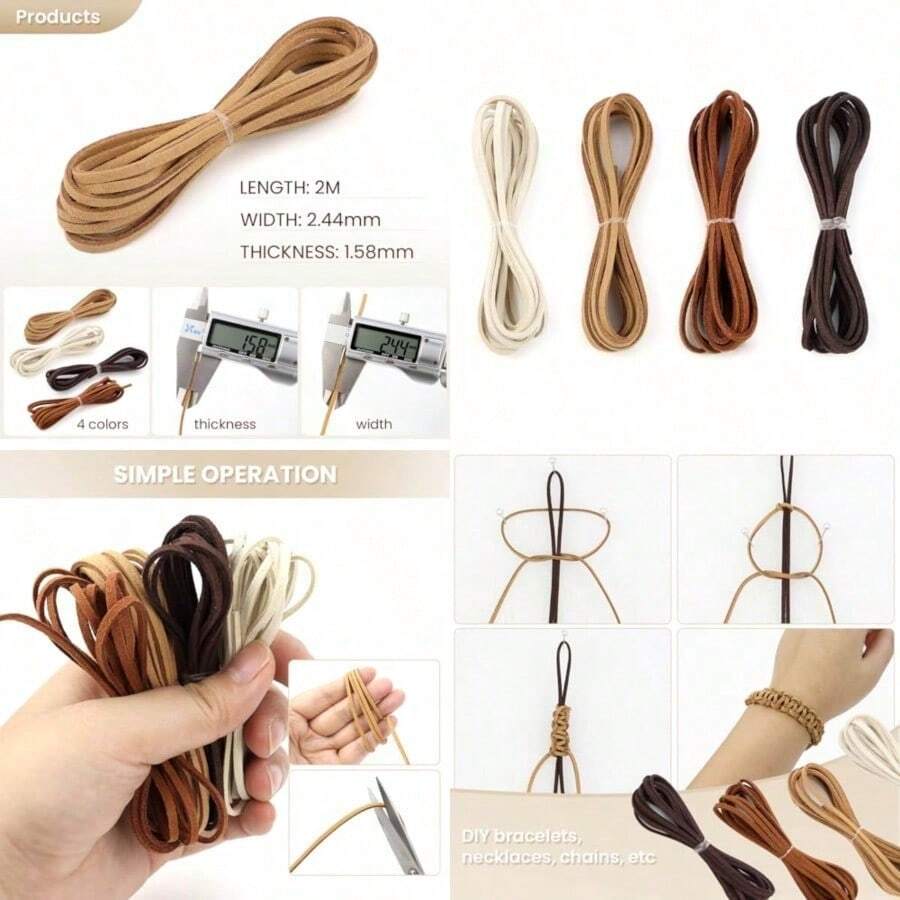 Leather String Suede Cord Leather Cords Rope String For Jewelry Making Necklace Bracelet Art Crafts Beading 4 Colors3mm X 2.2 Yard - 如圖 - 查看 1