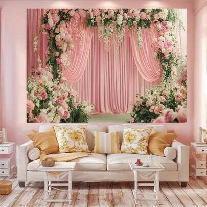 2D Flat Banner 1PCSCouple, Wedding Arrangement, Engagement, Background Decoration Photo Prop, Polyester Banner Decoration, Home Decor, Room Decor, Wall Decor, Party Background Decoration, Party Supplies/Gift Decoration Backdrop