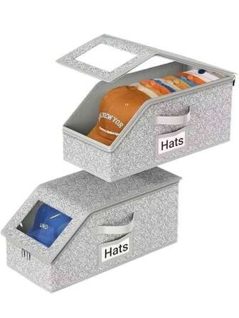 1pc Oversize Baseball Cap Storage Box, Baseball Cap Storage Finishing Box, Hat Storage Box With Visual Window,It Can Hold 12-24 Hats Suitable For Use In The Wardrobe, Multifunctional Storage Box, Suitable For Holding Underwear, Underwear, Hats, Jeans, Dresses