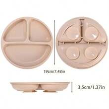 100% Silicone Baby Plate, Anti-Slip Divided Suction Plate, Microwave & Dishwasher , Weaning Supplies - Multicolor - View 11