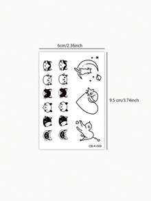 STARTTOOS Cute And Unique Cat Pattern Temporary Finger Tattoo Stickers, Herbal Semi-Permanent Waterproof Long-Lasting Non-Reflective Fake Tattoos, Suitable For Men And Women - Blue - View 5