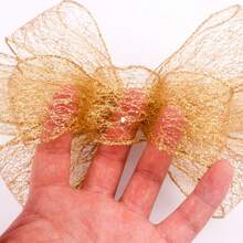 Adorno de lazo para árbol de Navidad, romántico lazo de tul transparente, decoración para San Valentín, manualidades, bodas, fiestas y eventos. - oro - Ver 6