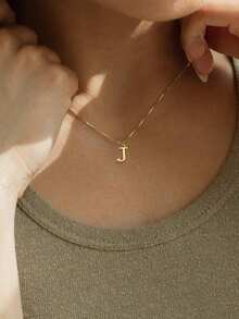 1pc A-Z Letter Necklace | Stainless Steel Minimalist Everyday Jewelry Gift - Yellow Gold - View 4