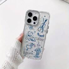 Funda de Teléfono Retro con Diseño de Oso y Estrella de Tema Oscuro con Diamantes Brillantes y IMD, con un Gran Agujero y Borde Transparente con Diamantes, Compatible con iPhone 16 Pro Max, 15, 14 Plus, 13, 12 y 11.Perfecto como regalo de Navidad, regalo de Año Nuevo, regalo de Pascua, regalo de Halloween, o para amigos y familiares. - transparente - Ver 1