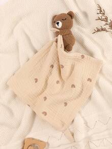 1pc Customized Embroidered Name Rabbit Face Towel/Handkerchief/Bib, Soft Baby Burp Cloth, Decoration Gift For Baby Boys And Girls, Pink/White/Khaki