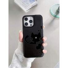1 Pc Funda de Cartera de Cuero de Lujo y Duradera con Patrón de Gatito de Dibujos Animados Compatible con iPhone 16e 16 15 14 13 12 11 Pro Max SE X XR XS Max 8 7 6 6S Plus, Funda con Ranura para Tarjeta de Crédito y Soporte, Funda de Teléfono a Prueba de Golpes. - Negro - Ver 3
