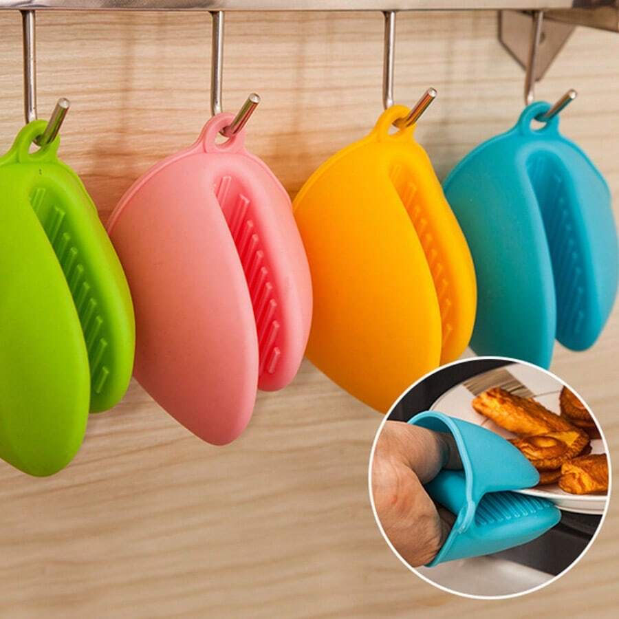 Silicone Heat Resistant Oven Mitts, Kitchen Microwave Baking Gloves - Multicolor - View 1