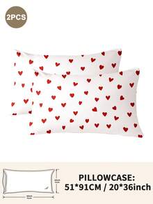 1pc/2pcs/4pcs Polyester Heart Pattern Pillowcase (Pillow Insert Not Included), Soft & Comfortable, Suitable For All Seasons - Multicolor - View 37