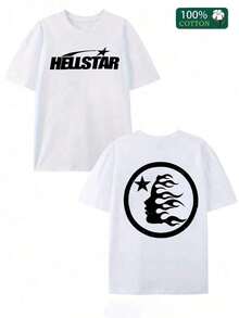 Double-Sided Digital Flame Face Printed-Shirt With  Motif Breathable-Shirt |   Avant-Garde Casual Wear 1Pcs Casual Soft Short Sleeve% Cotton 220gsm - White - View 7