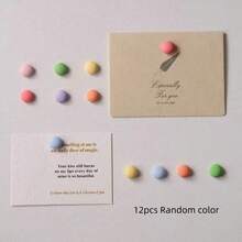 12个/6个/3个彩色波点冰箱贴套装，圆形树脂留言板贴纸，适用于冰箱和白板，可爱迷你心形夹子，适用于厨房和办公室装饰，趣味照片展示配件 - 彩色 - 查看 7